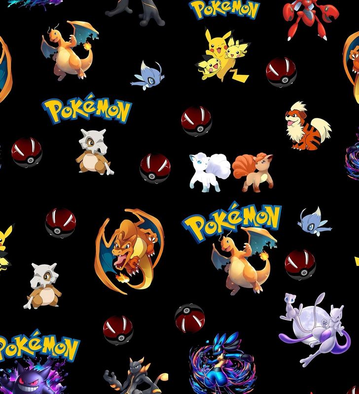 Sommersweat Pokemon schwarz 50cm x 180cm breit Lieferung Anfang November