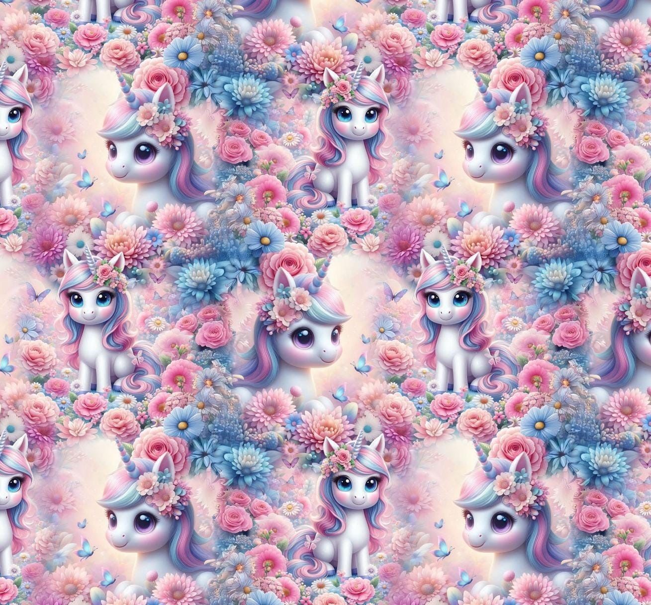 Jersey Digitaldruck Einhorn rosa 50cm x180cm breit