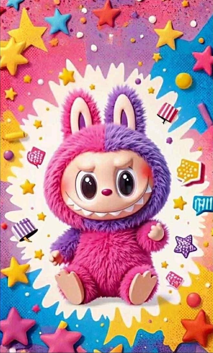 Sommersweat Labubu Sterne Panele 60x80cm 