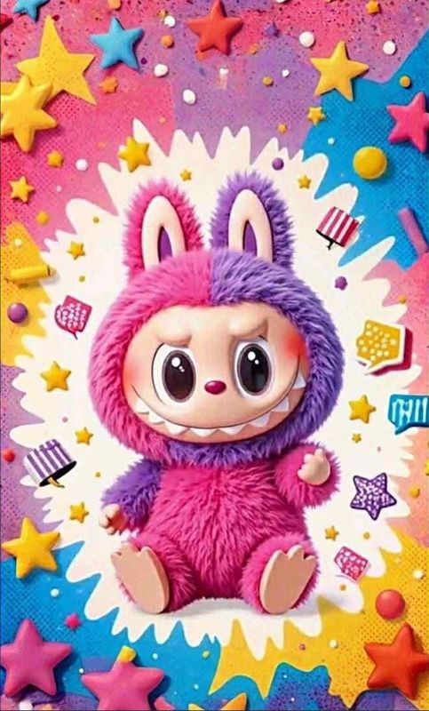 Sommersweat Labubu Sterne Panele 60x80cm Sommersweat Labubu Sterne Panele 60x80cm