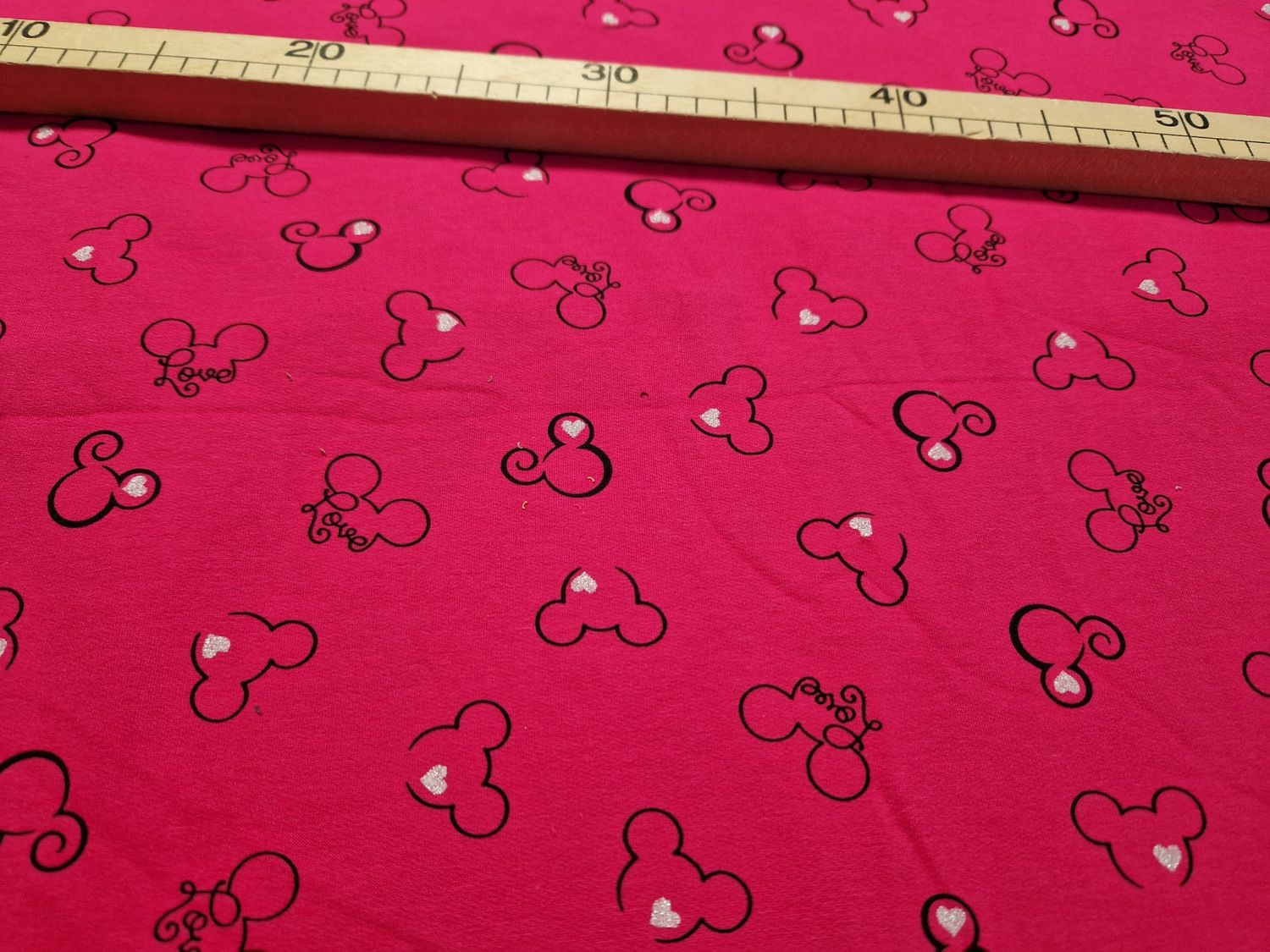 Sommersweat Maus pink Glitzer 50cm x 170cm breit 