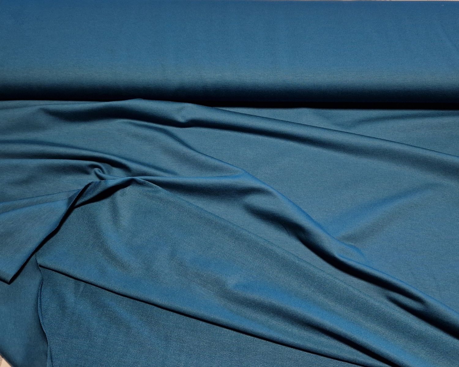 Sommersweat angeraut uni petrol 50cm x 180cm breit Sommersweat angeraut uni petrol 50cm x 180cm breit