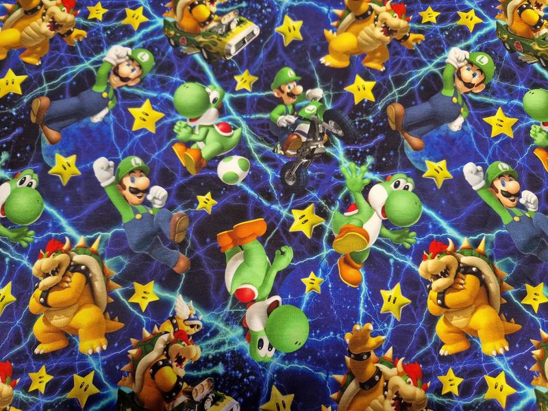 Sommersweat Mario blau 50cm x 180cm breit Sommersweat Mario blau 50cm x 180cm breit