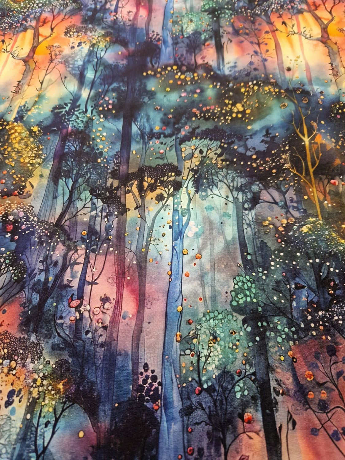 Sommersweat Wald bunt 50cm x 180cm breit  Sommersweat Wald bunt 50cm x 180cm breit