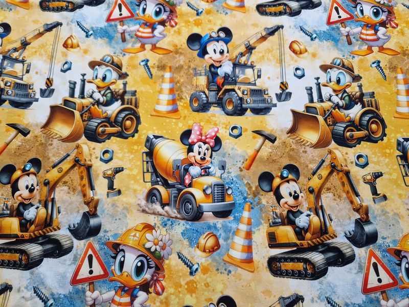 Sommersweat Maus Bagger Baustelle 50cm x 180cm breit Sommersweat Maus Bagger Baustelle 50cm x 180cm breit