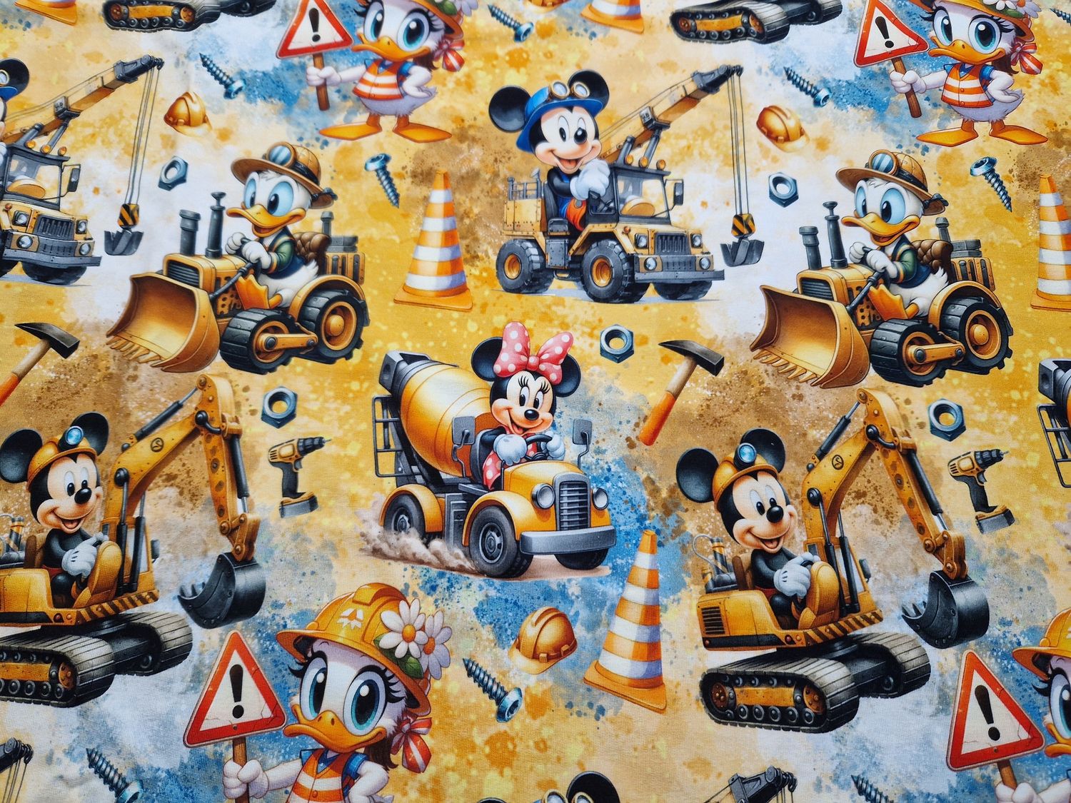 Sommersweat Maus Bagger Baustelle 50cm x 180cm breit 