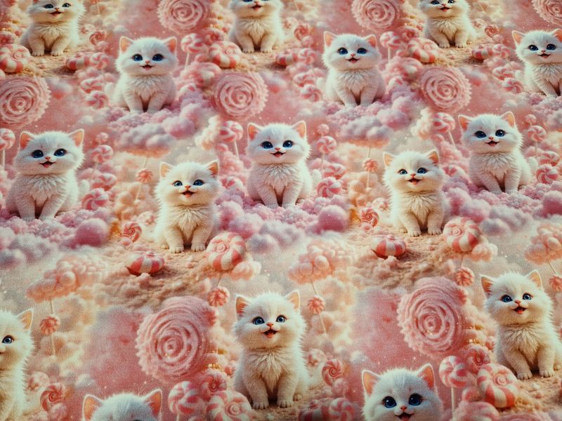 Sommersweat Katzen rosa 50cm x 180cm breit Sommersweat Katzen rosa 50cm x 180cm breit