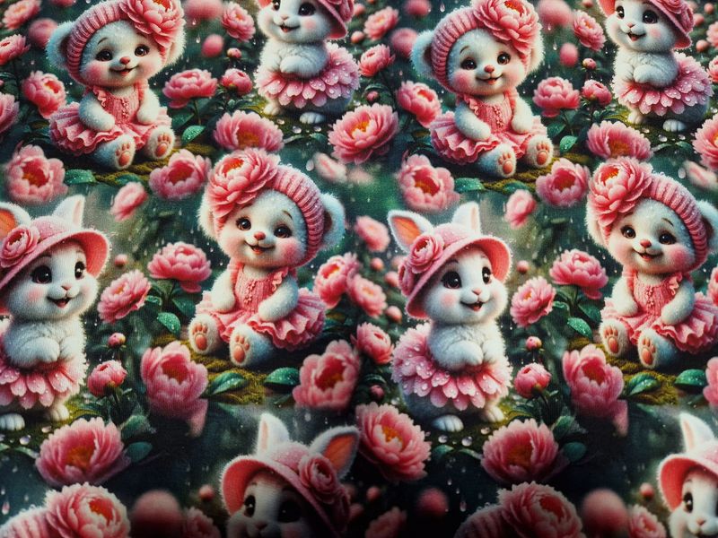 Sommersweat Hasen rosa 50cm x 180cm breit Sommersweat Hasen rosa 50cm x 180cm breit