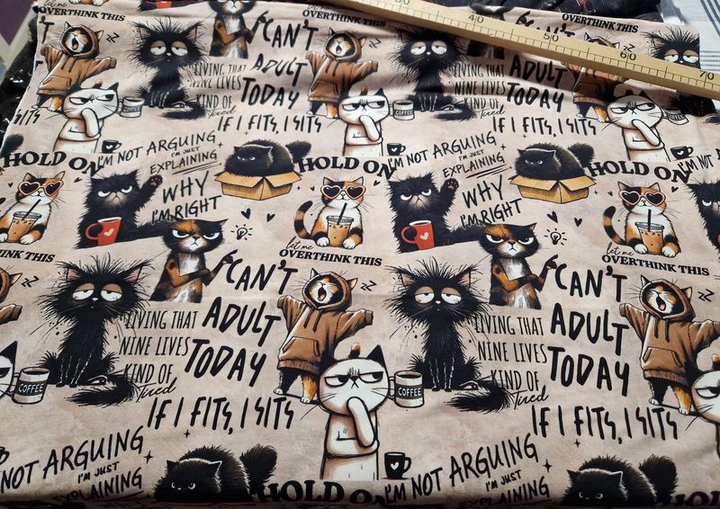 Sommersweat Katzen 50cm x 180cm breit Sommersweat Katzen 50cm x 180cm breit