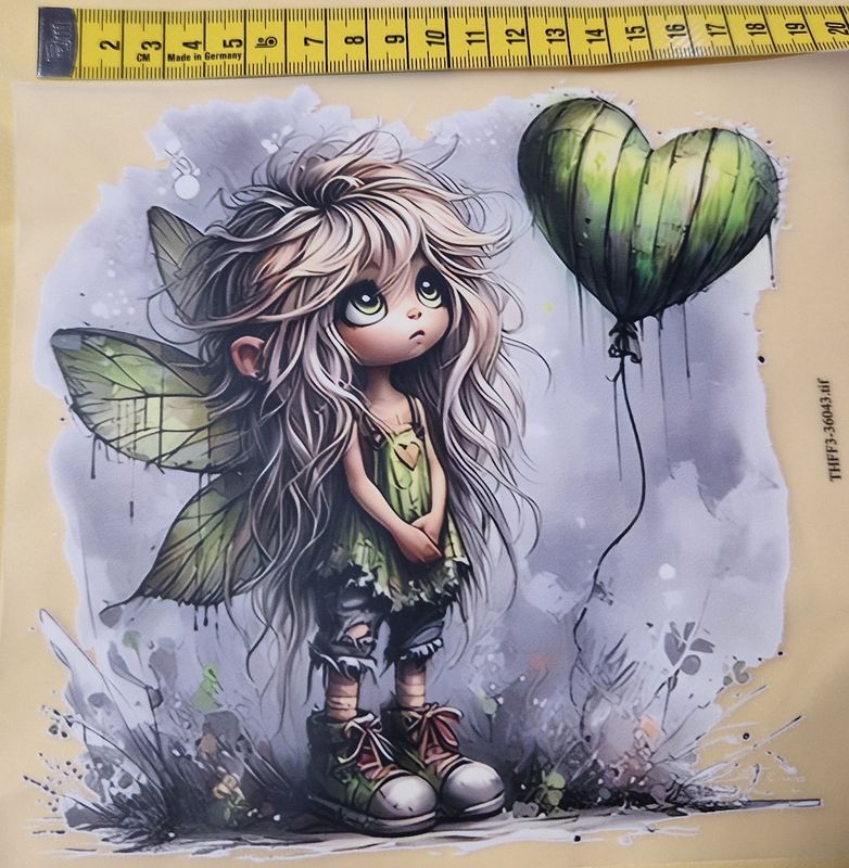 Bügelbild Elfe grün 18cm 