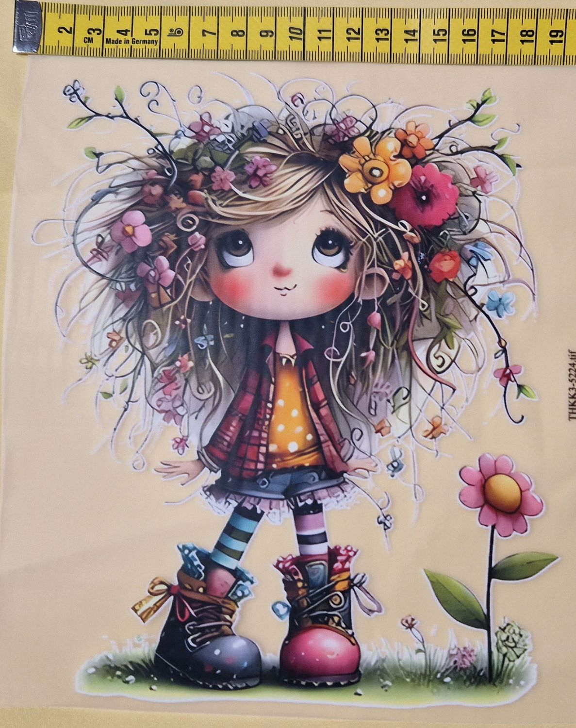 Bügelbild Mädchen Blumen 21cm 