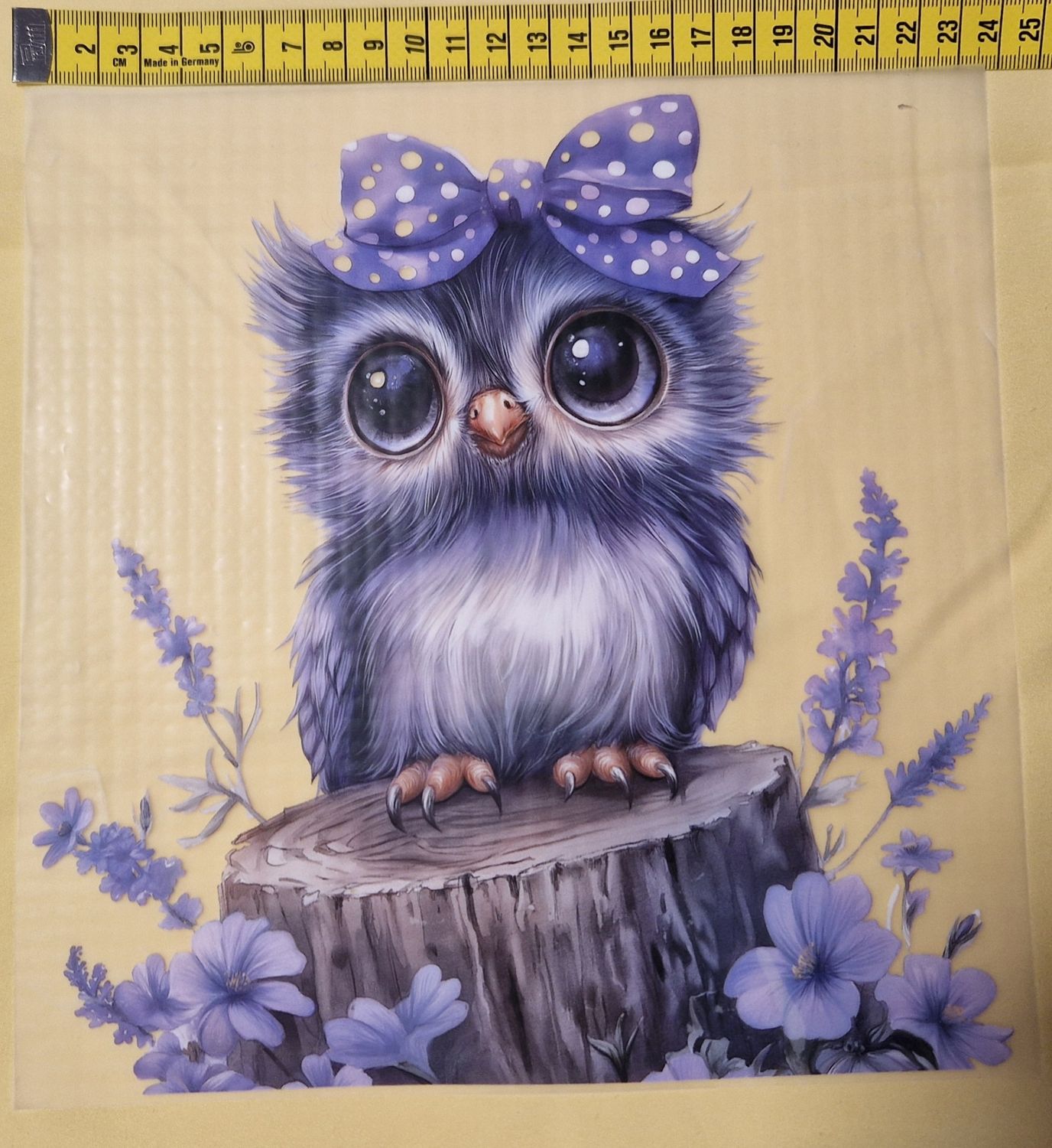 Bügelbild Eule lila 23cm 