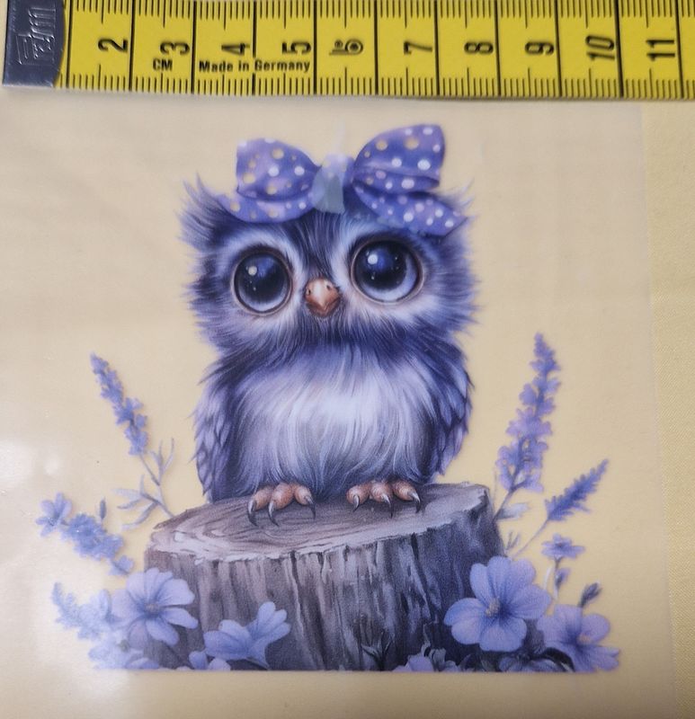Bügelbild Eule lila 9cm