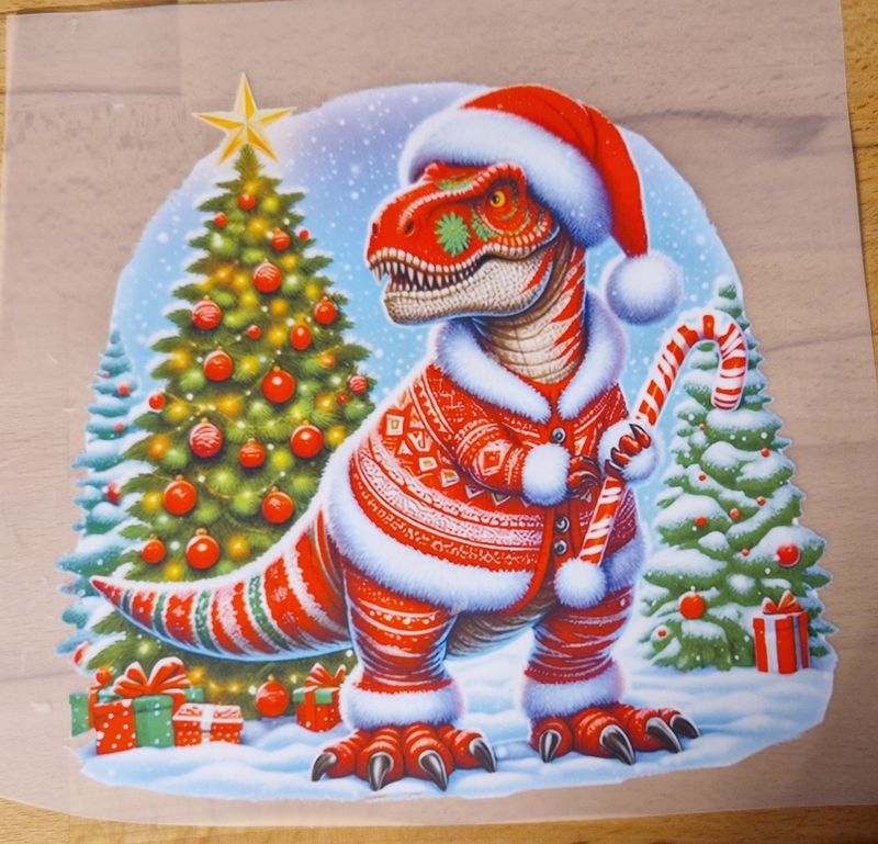 Bügelbild Dino Weihnachten 22cm