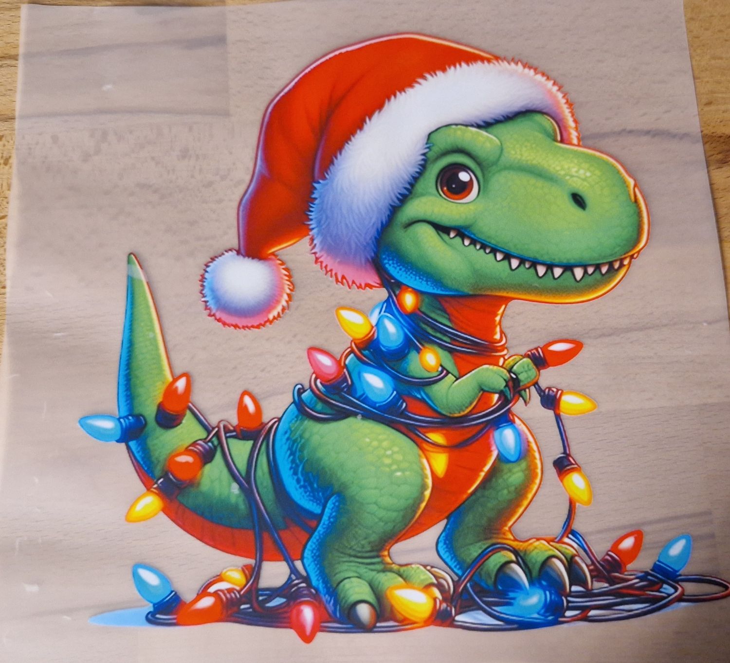 Bügelbild Dino Weihnachten 22cm Bügelbild Dino Weihnachten 22cm