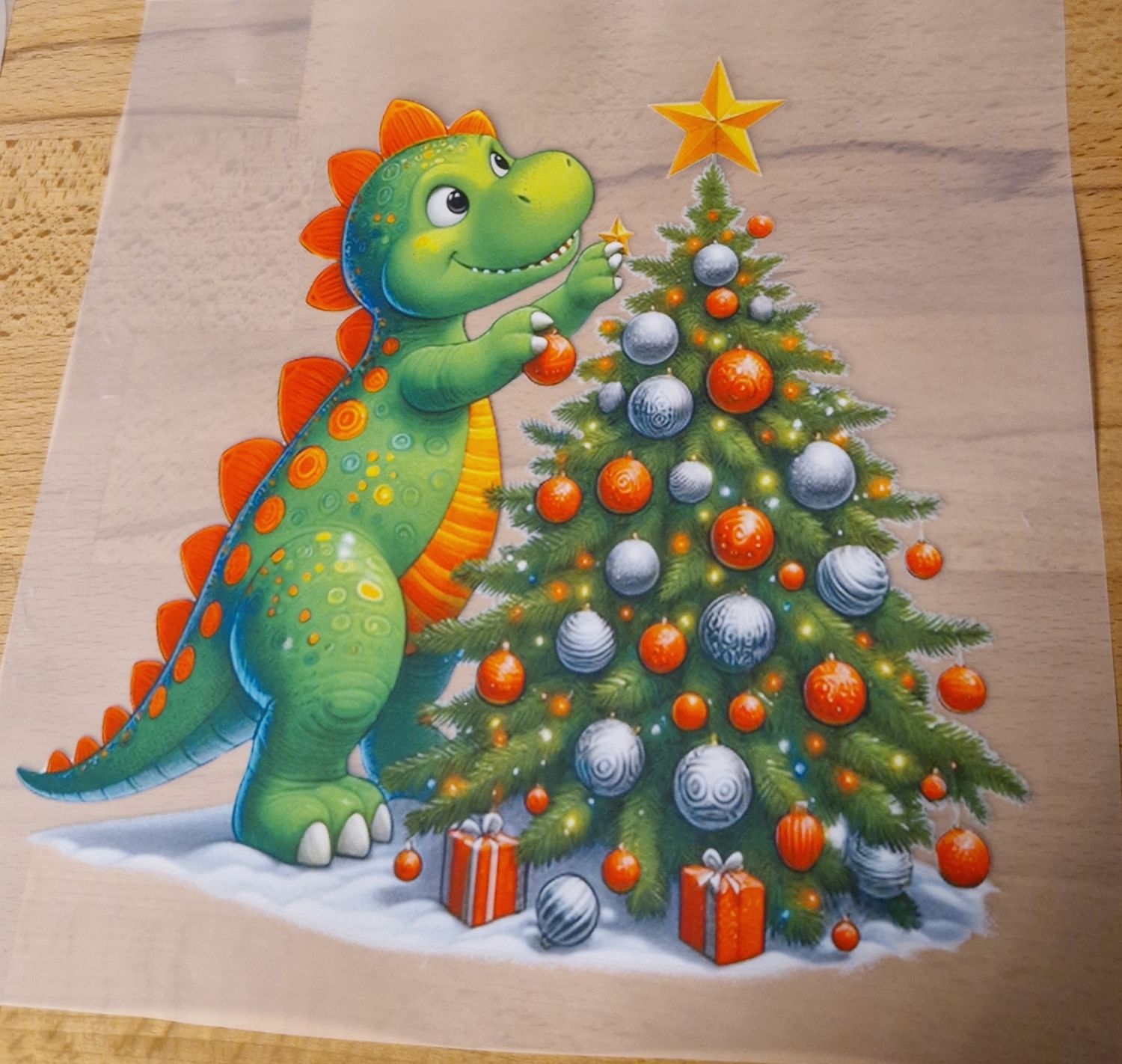 Bügelbild Dino Weihnachten 22cm Bügelbild Dino Weihnachten 22cm