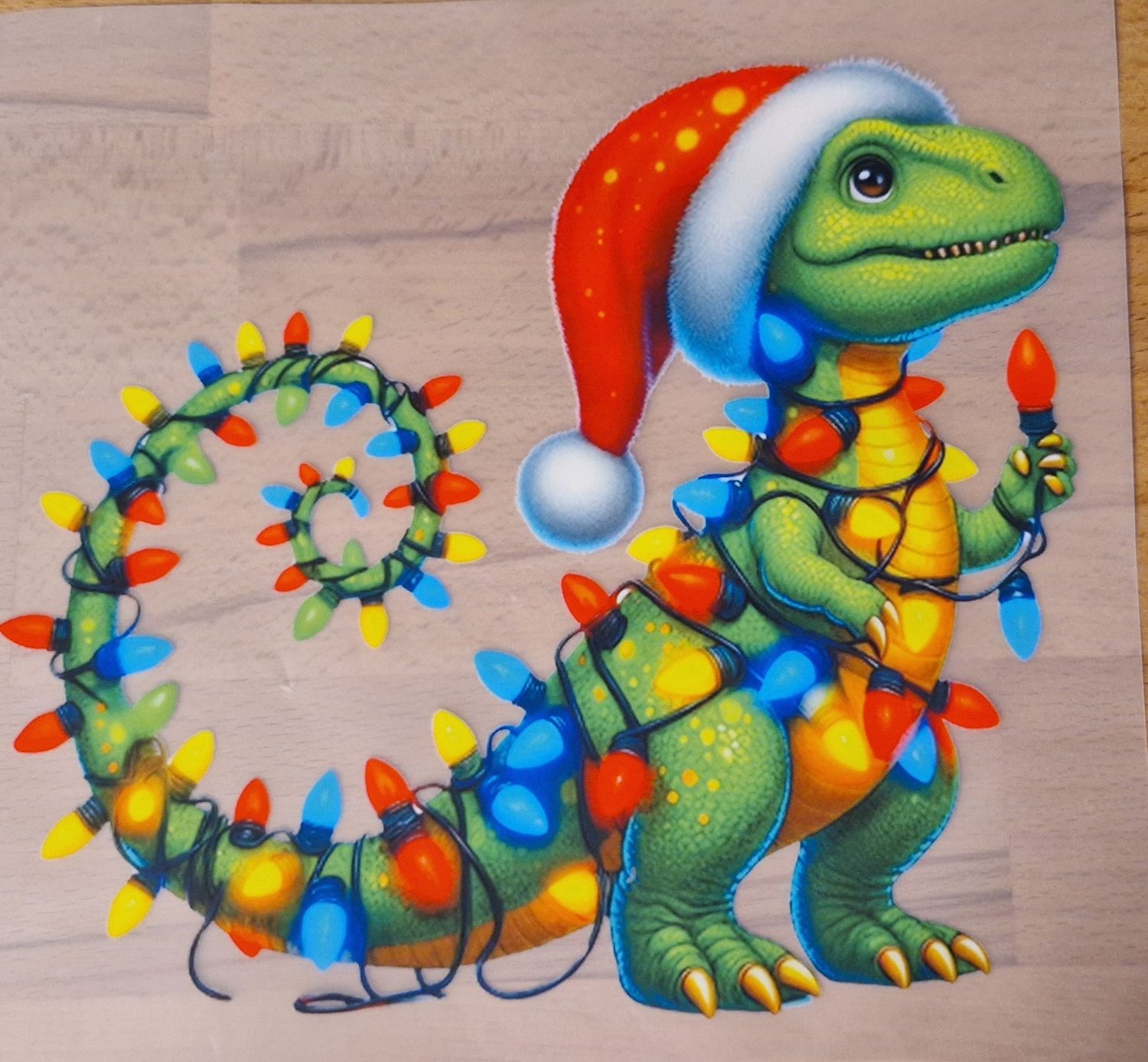 Bügelbild Dino Weihnachten 22cm Bügelbild Dino Weihnachten 22cm