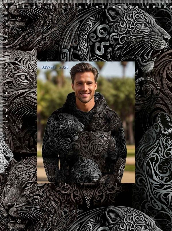 Sommersweat Raubkatze 50cm x 180cm breit 