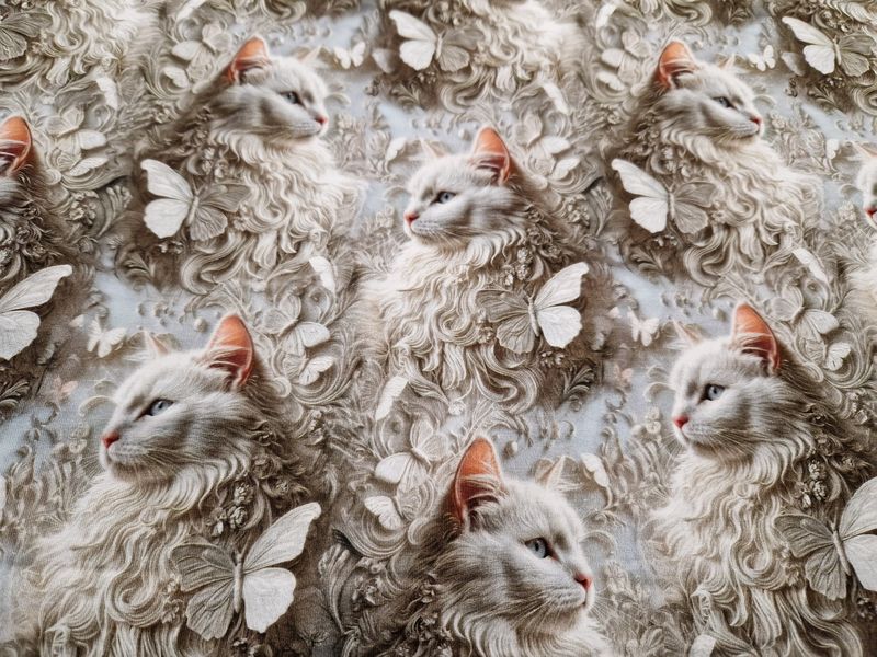 Sommersweat Katzen 50cm x 180cm breit 