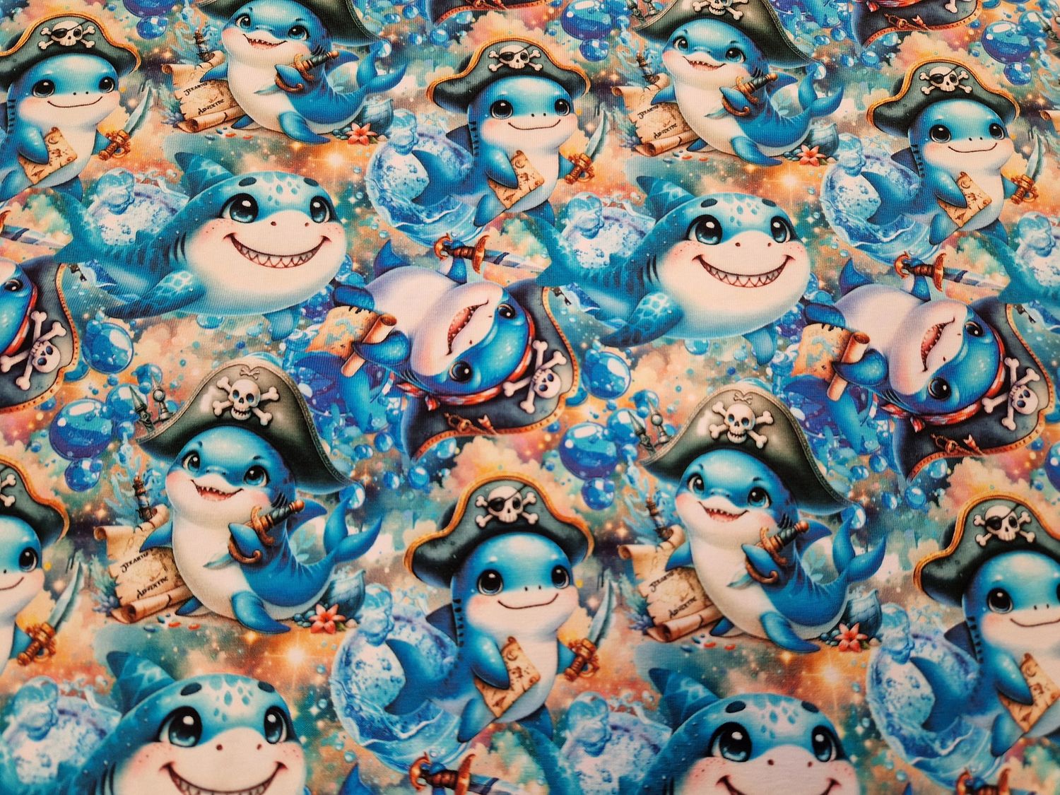 Jersey Digitaldruck Fische 85cm x180cm breit