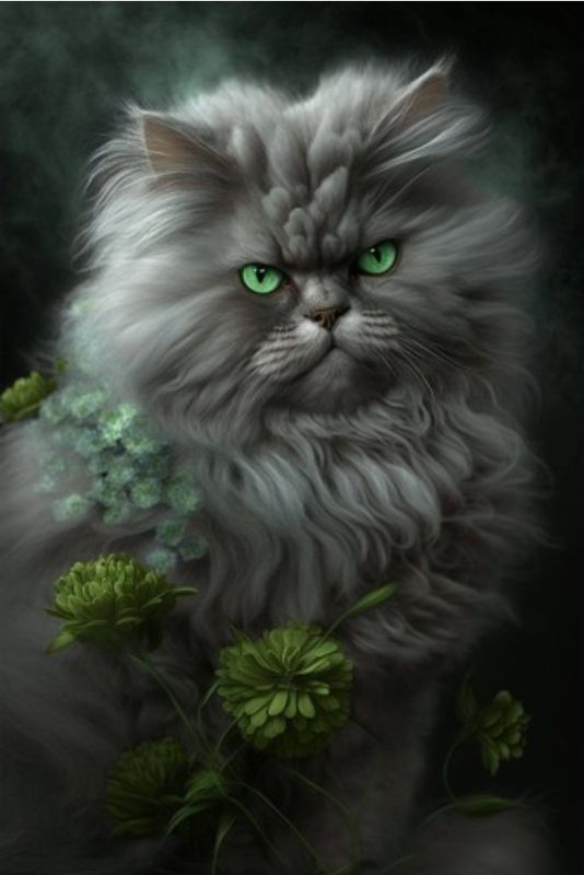 Sommersweat Katze Grün Panele 60x80cm