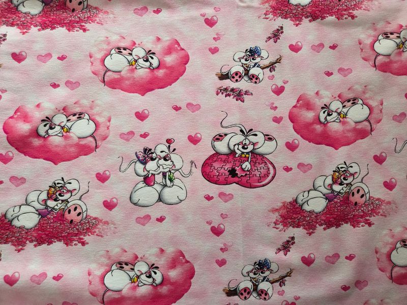Jersey Digitaldruck Diddl Maus rosa 50cm x180cm breit 