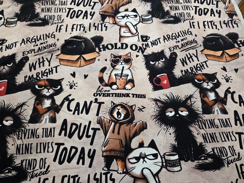 Sommersweat Katze 50cm x 180cm breit