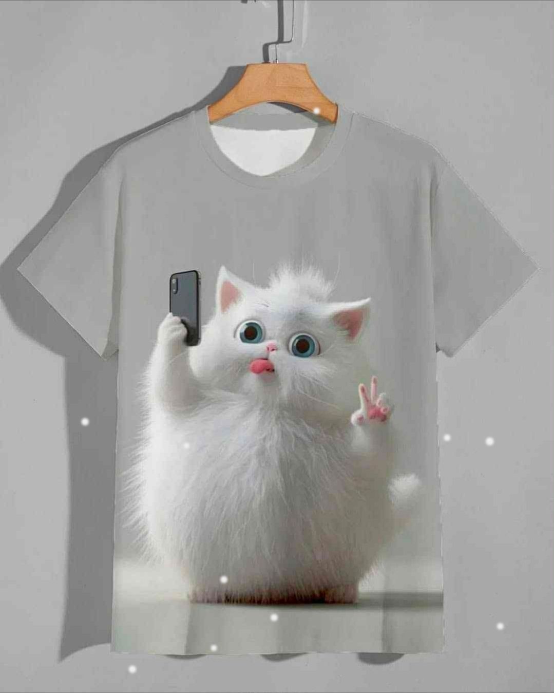 Sommersweat Katze Panele weiss 80x180cm 