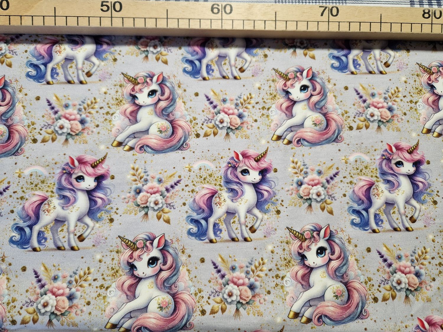 Sommersweat Einhorn 33cm x 180cm breit