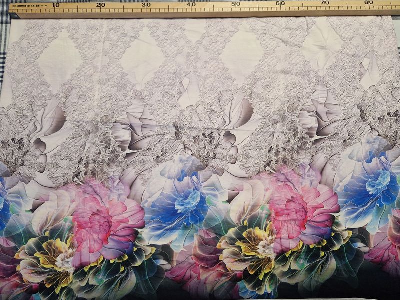 Jersey Panele Blumen 67x180cm 