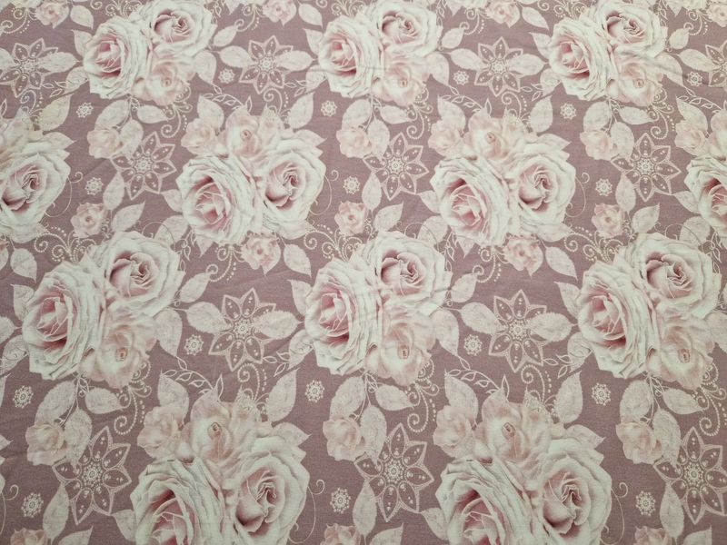 Sommersweat Rosen rose 50cm x 180cm breit