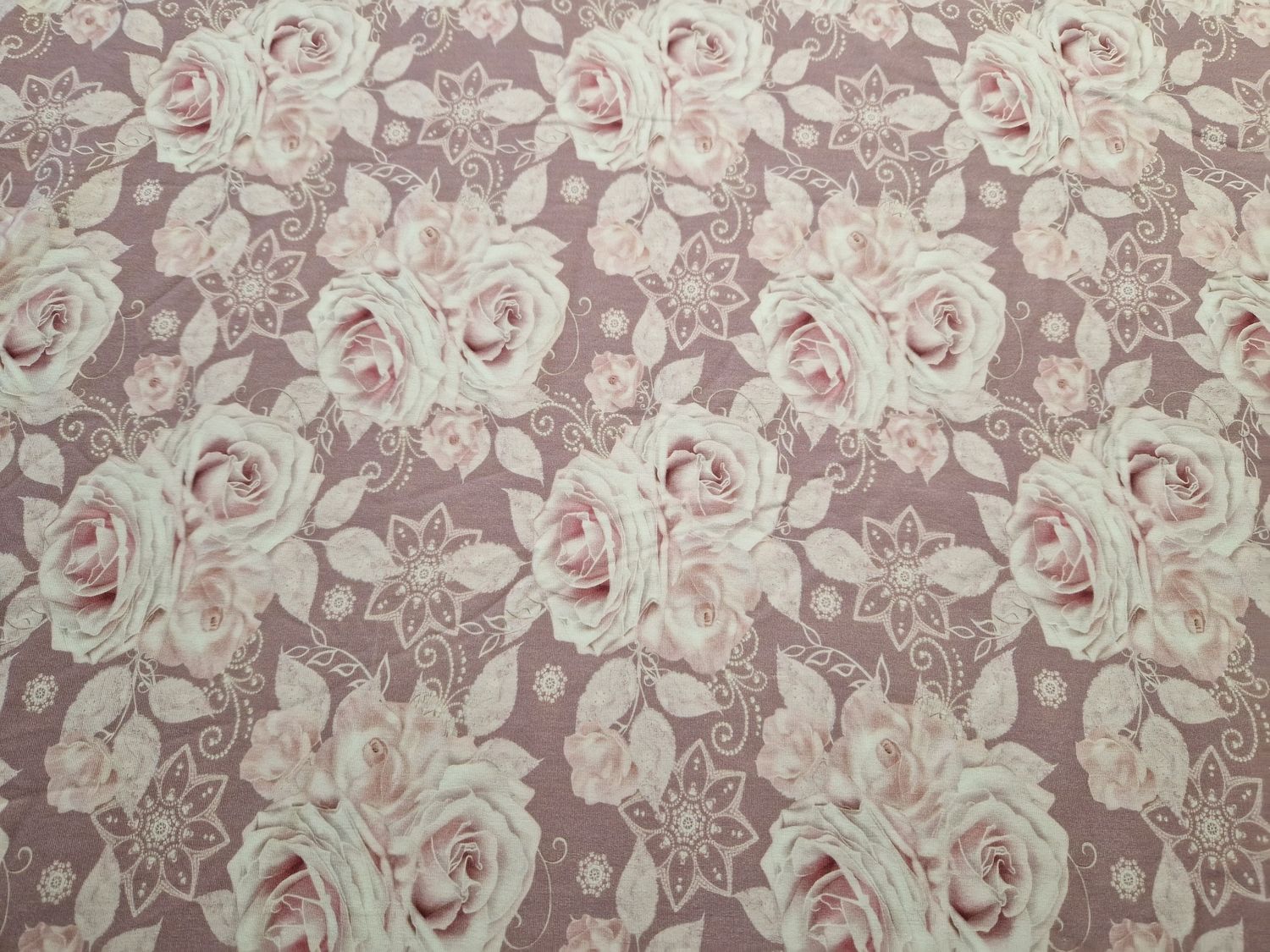 Sommersweat Rosen rose 50cm x 180cm breit