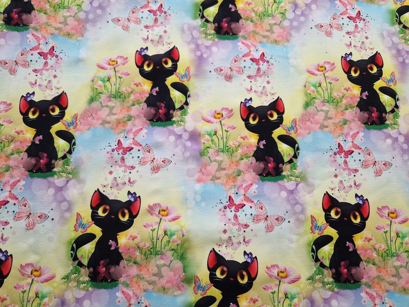 Sommersweat Katzen 50cm x 180cm breit