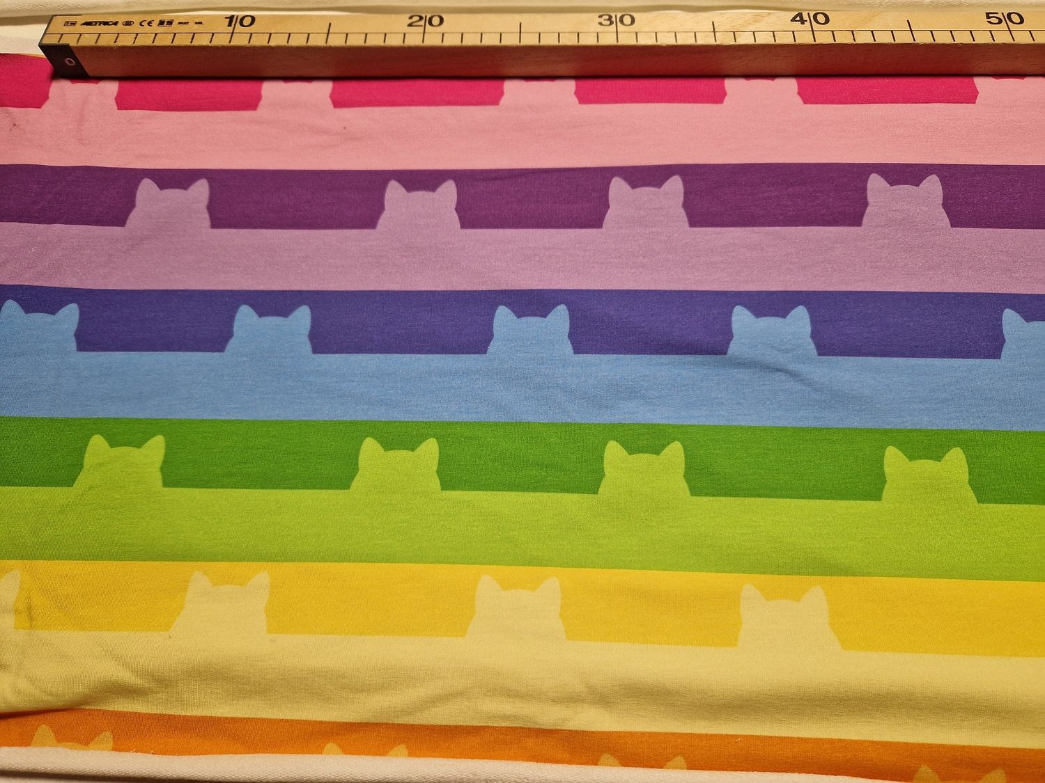 Sommersweat Streifen Katze 38cm x 180cm breit 