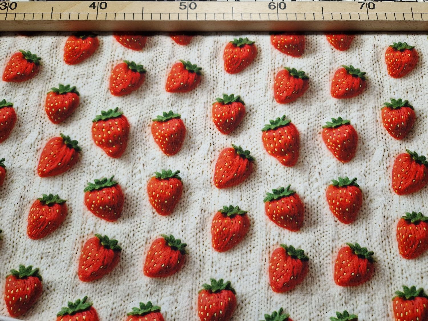 Sommersweat Erdbeeren 34cm x 180cm breit 