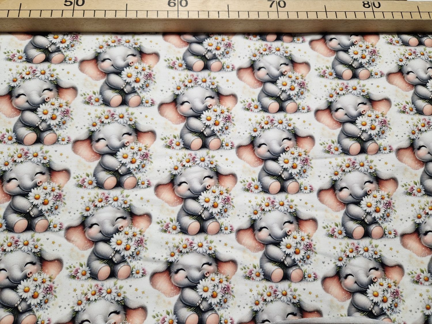 Sommersweat Elefanten 27cm x 180cm breit 