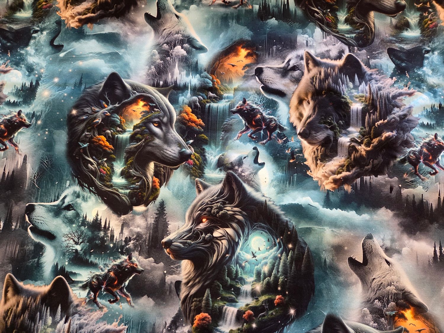 Sommersweat Wolf Blau 50cm x 180cm breit Sommersweat Wolf Blau 50cm x 180cm breit