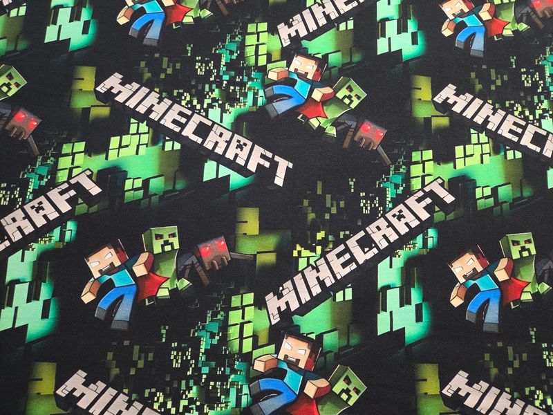 Sommersweat Minecraft schwarz grün 50cm x 180cm breit 