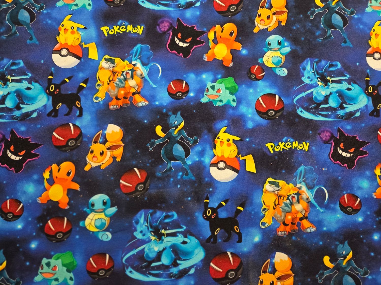 Sommersweat Pokemon blau 50cm x 180cm breit 