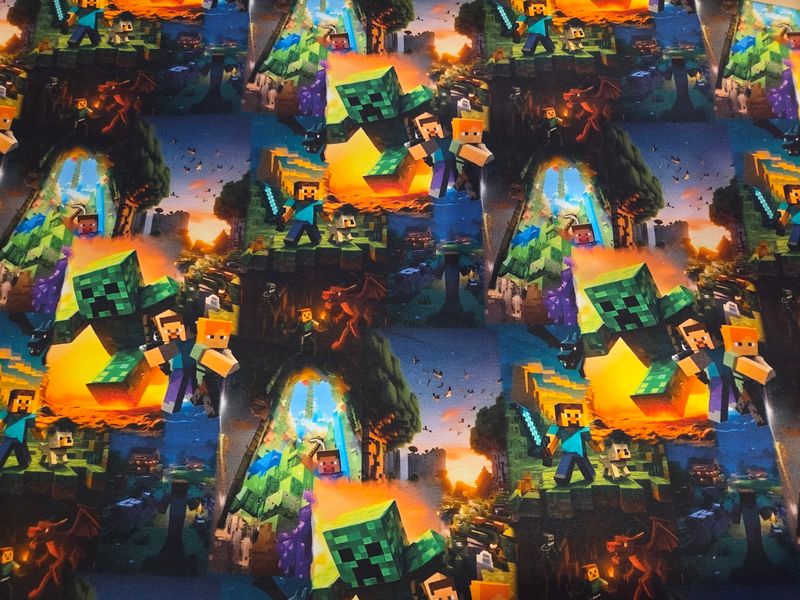 Sommersweat Minecraft bunt 50cm x 180cm breit 