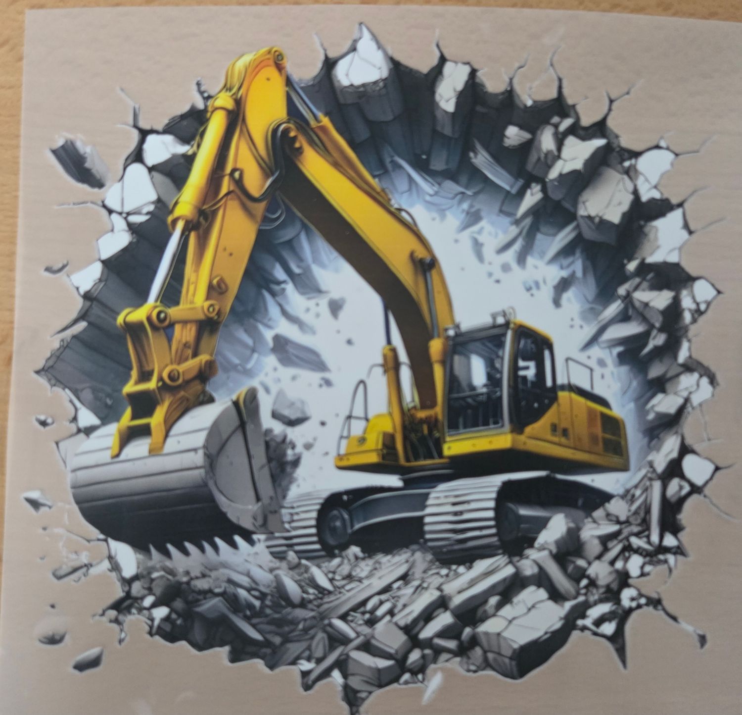 Bügelbild Bagger Baufahrzeug 18cm