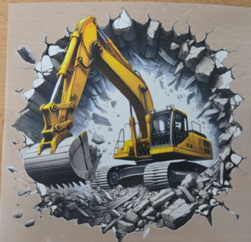 Bügelbild Bagger Baufahrzeug 18cm