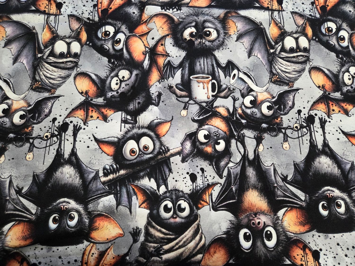 Sommersweat Fledermäuse 50cm x 180cm breit 