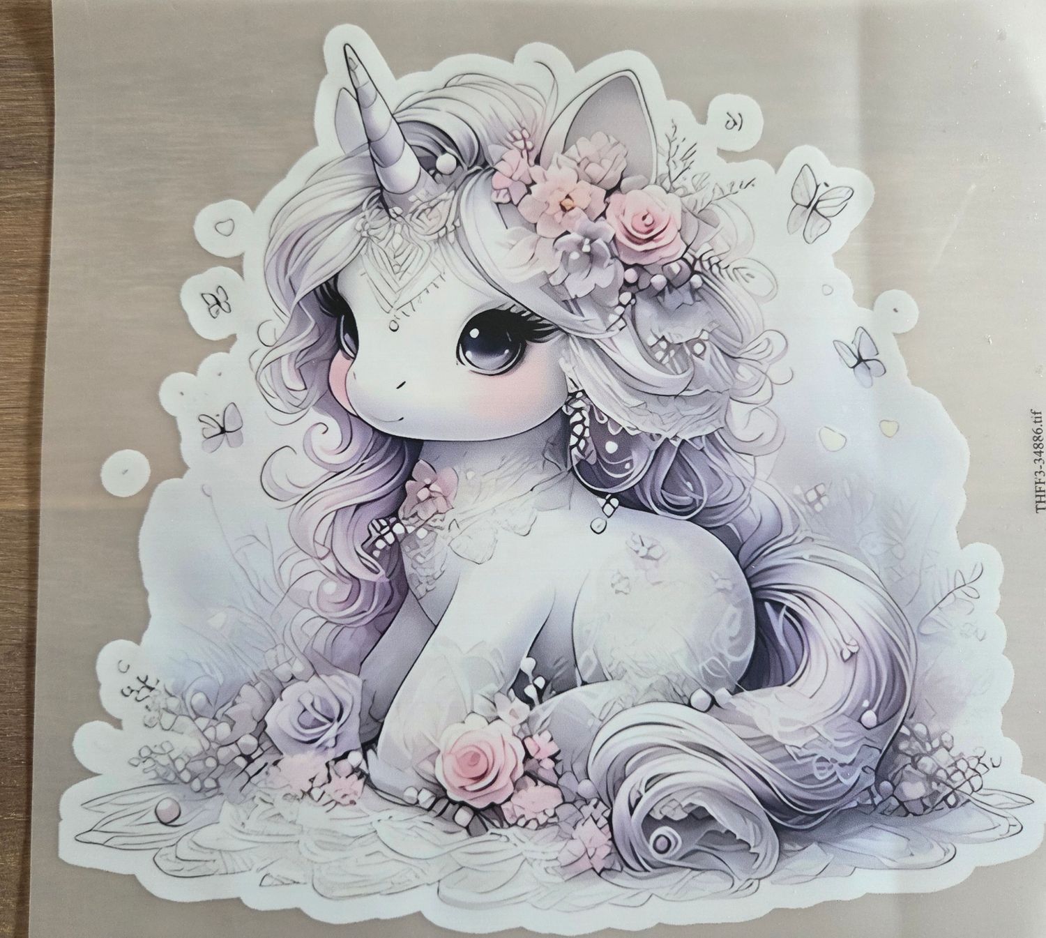 Bügelbild Einhorn lila 18cm Bügelbild Einhorn lila 18cm