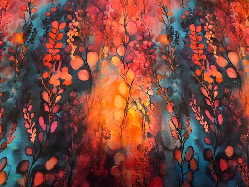 Sommersweat Blätter bunt 50cm x 180cm breit 