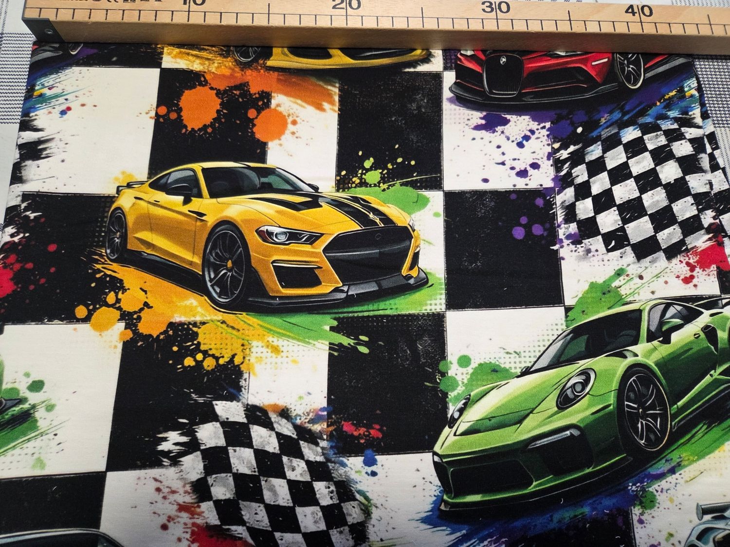 Sommersweat Rennauto 35cm x 180cm breit Sommersweat Rennauto 35cm x 180cm breit