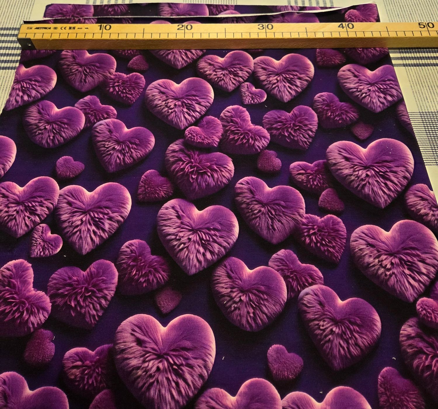 Sommersweat Herzen lila 46cm x 180cm breit
