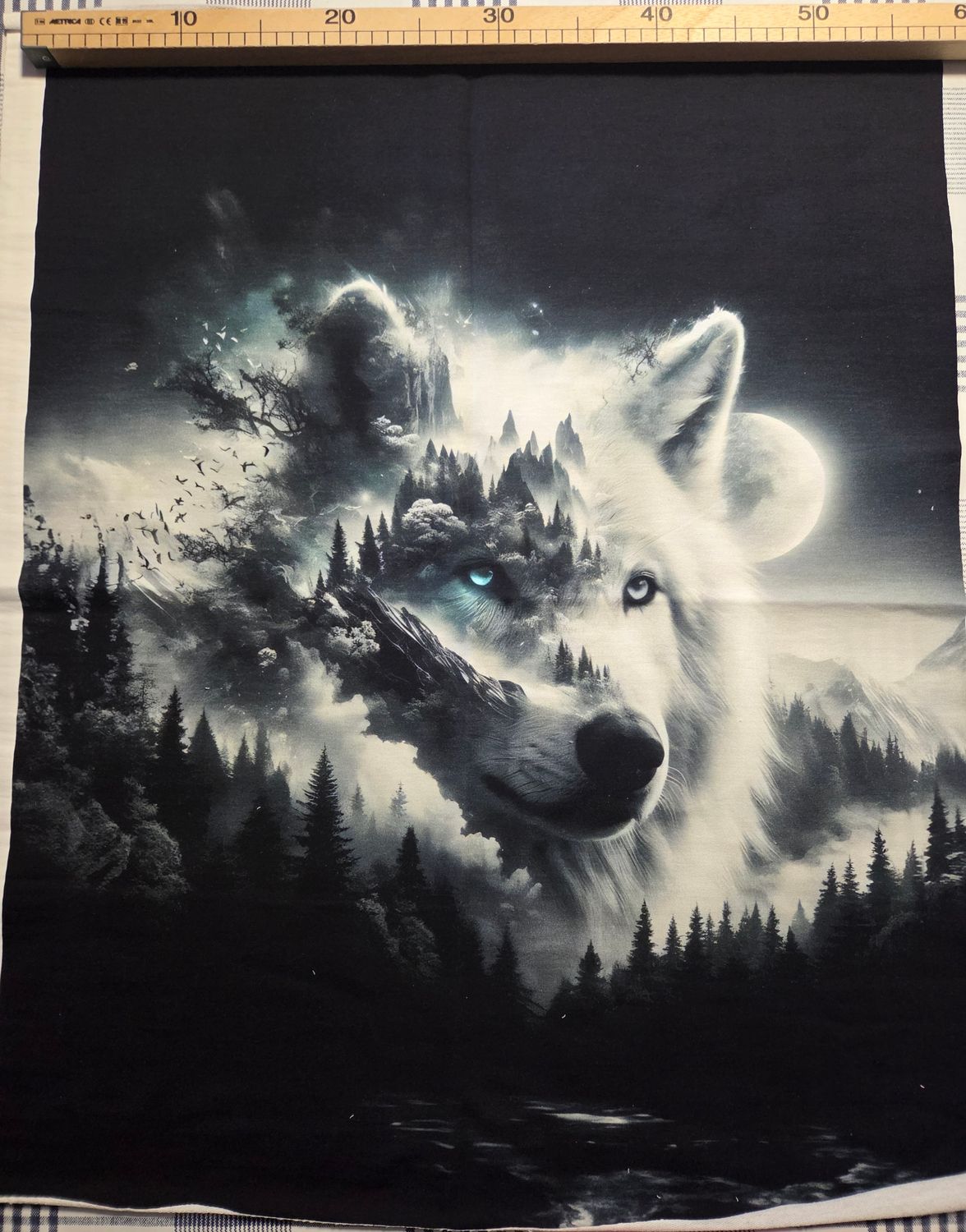 Sommersweat Wolf grau Panele 60x75cm 