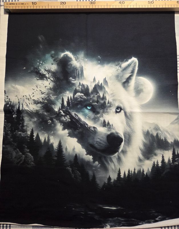 Sommersweat Wolf grau Panele 60x75cm 