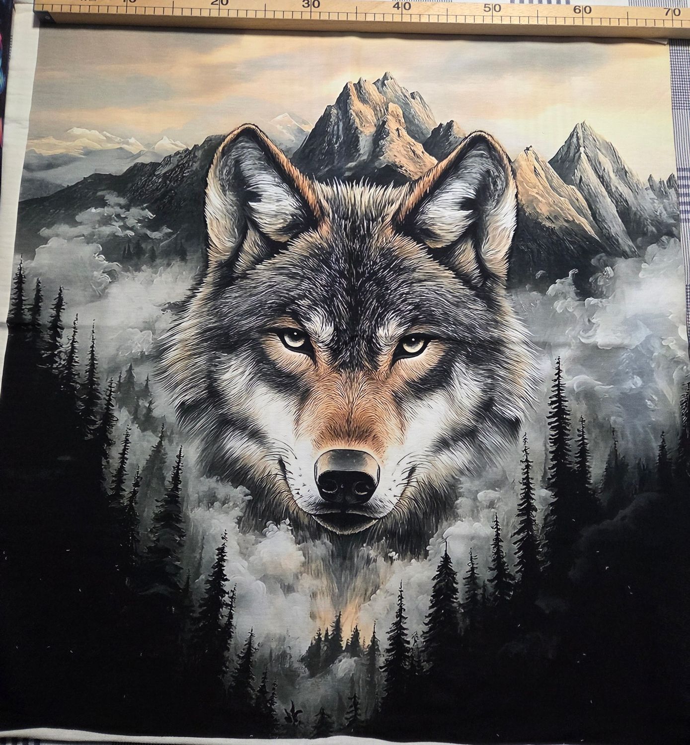 Sommersweat Wolf braun Panele 70x80cm 